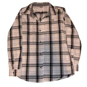 Calvin Klein Boys Black and White Plaid Shirt - 14/16